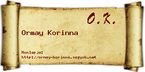 Ormay Korinna névjegykártya